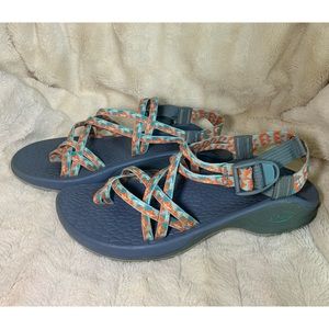 CHACO ZX/2 Sandals Aqua Blue & Orange women’s size 8
